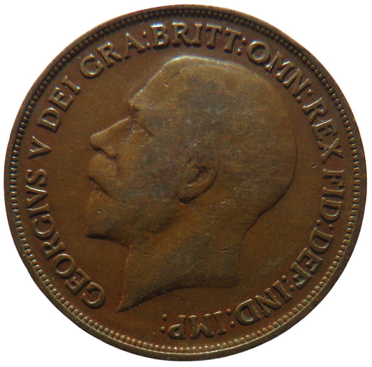 1919 King George V One Penny Coin - Great Britain