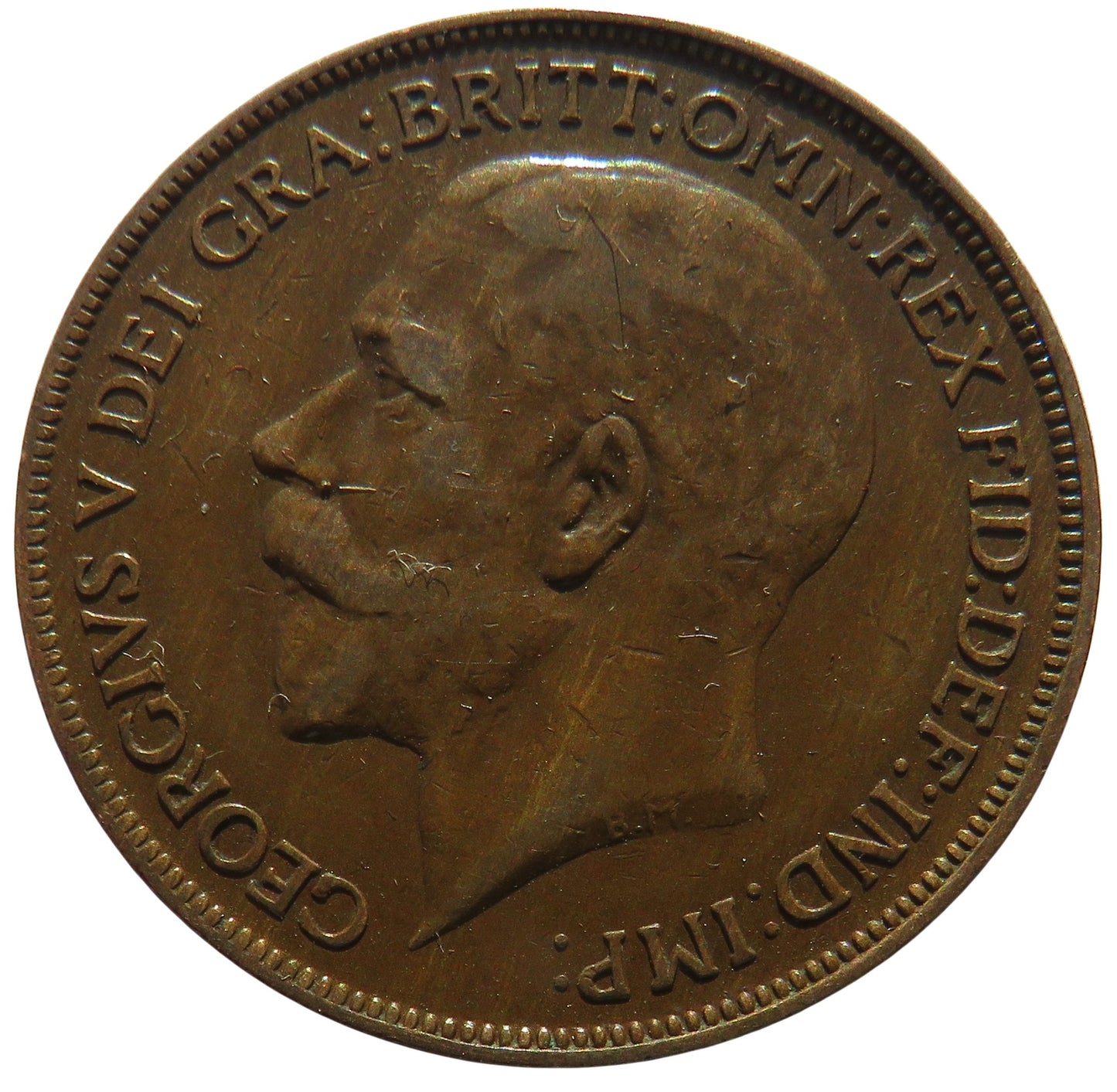 1921 King George V One Penny Coin - Great Britain