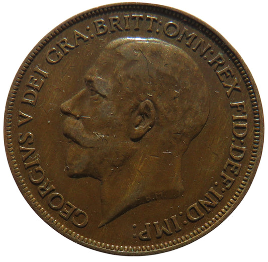 1921 King George V One Penny Coin - Great Britain