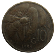 Load image into Gallery viewer, 1934 Italy 10 Centesimi Coin
