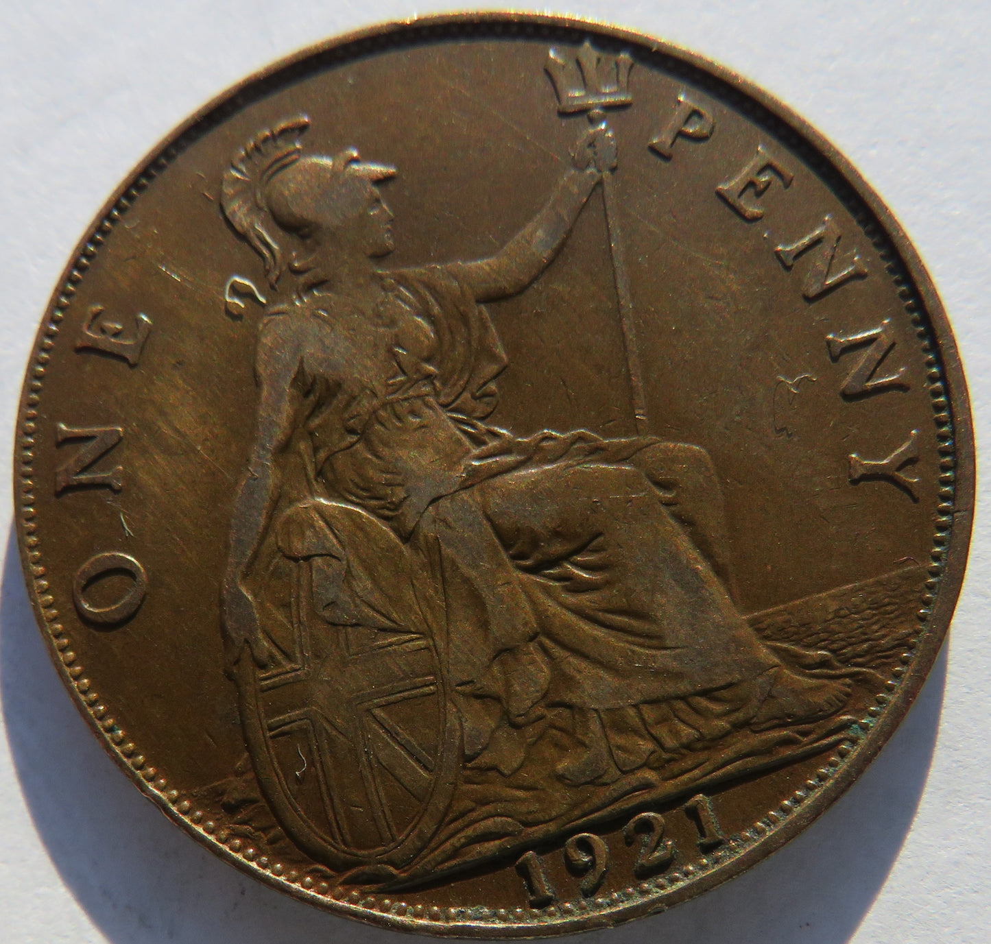 1921 King George V One Penny Coin - Great Britain