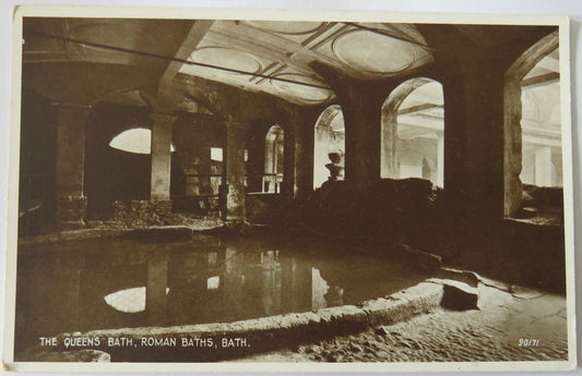 Vintage Postcard of The Queen's Bath, Roman Baths, Bath