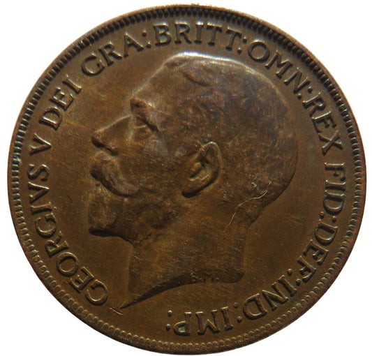 1921 King George V One Penny Coin - Great Britain