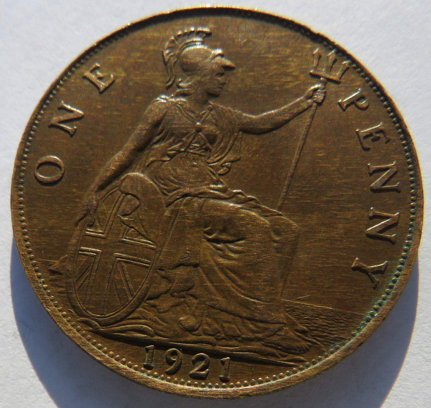 1921 King George V One Penny Coin - Great Britain