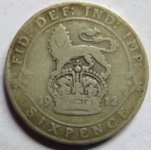 Load image into Gallery viewer, 1912 King George V Silver Sixpence Coin - Great Britain
