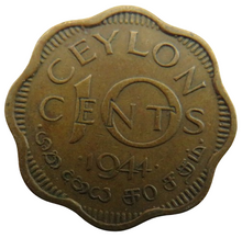 Load image into Gallery viewer, 1944 King George VI Ceylon 10 Cents Coin
