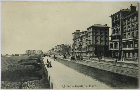 Vintage Postcard of The Queen's Gardens, Hove, 1904
