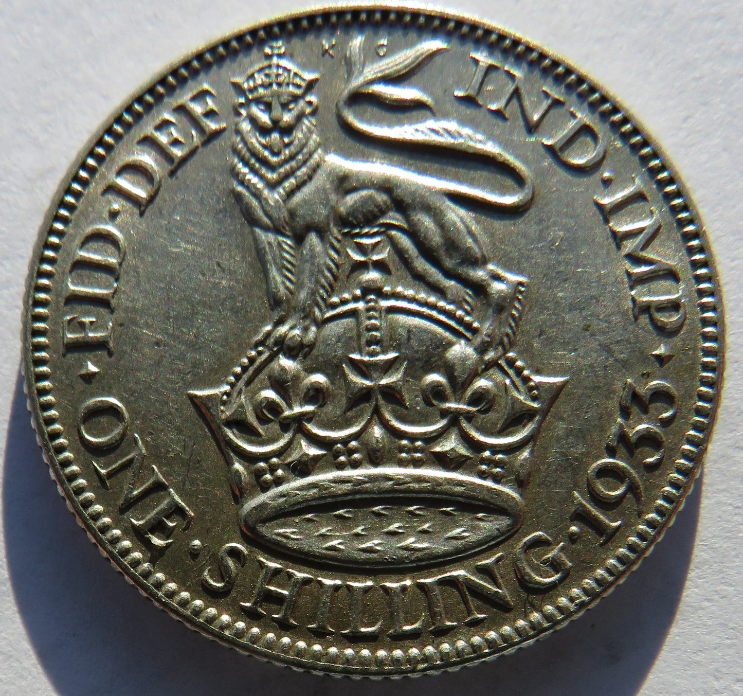 1933 King George V Silver Shilling Coin - Great Britain