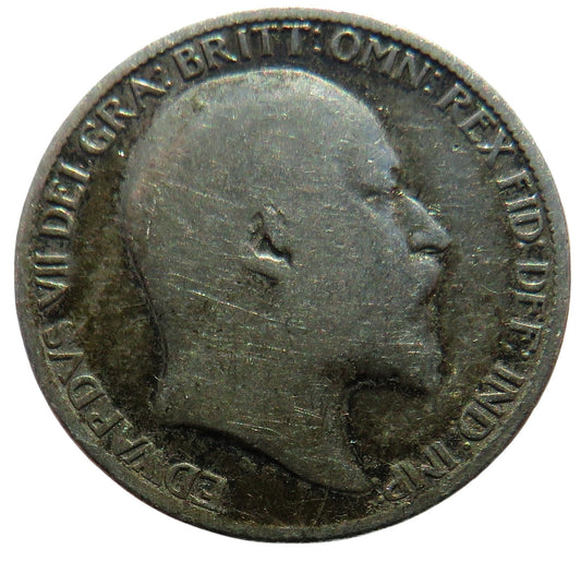 1906 King Edward VII Silver Sixpence Coin - Great Britain