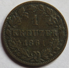 Load image into Gallery viewer, 1861 German States Wurttemberg One Kreuzer Coin
