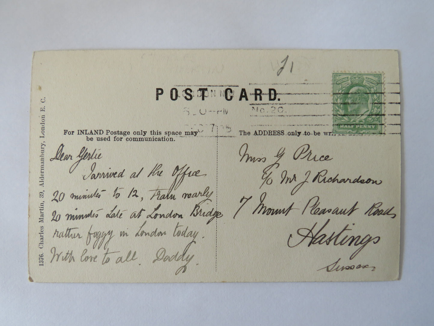 Vintage Postcard of Regents Park, The Lake, London