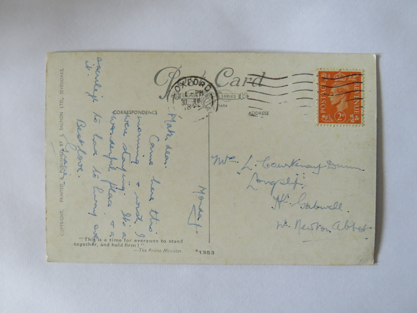 Vintage Postcard of Oriel College, Oxford