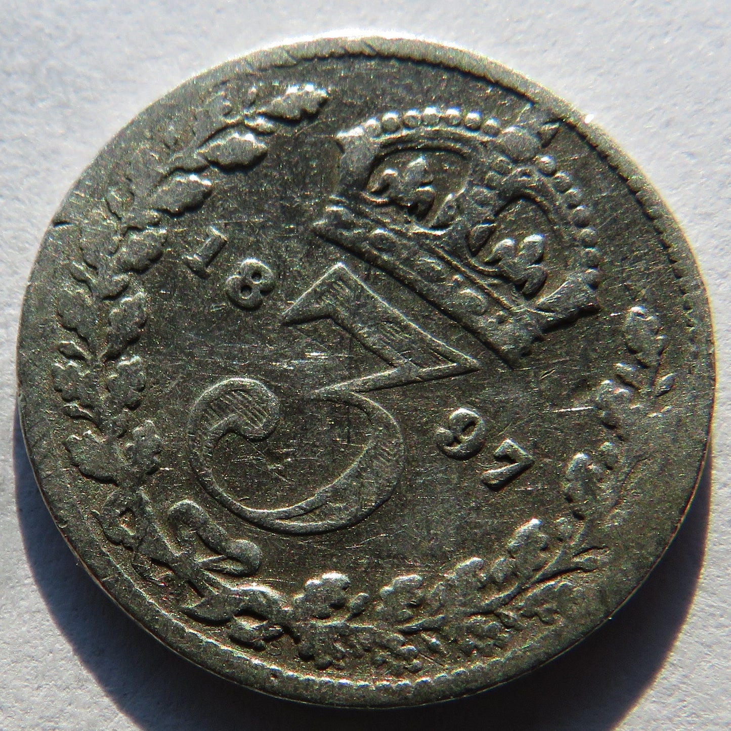 1897 Queen Victoria Silver Threepence Coin - Great Britain