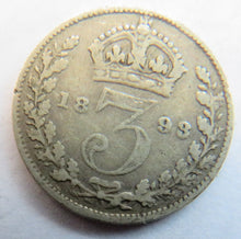 Load image into Gallery viewer, 1893 Queen Victoria Jubilee Head Silver Threepence Coin - Great Britain
