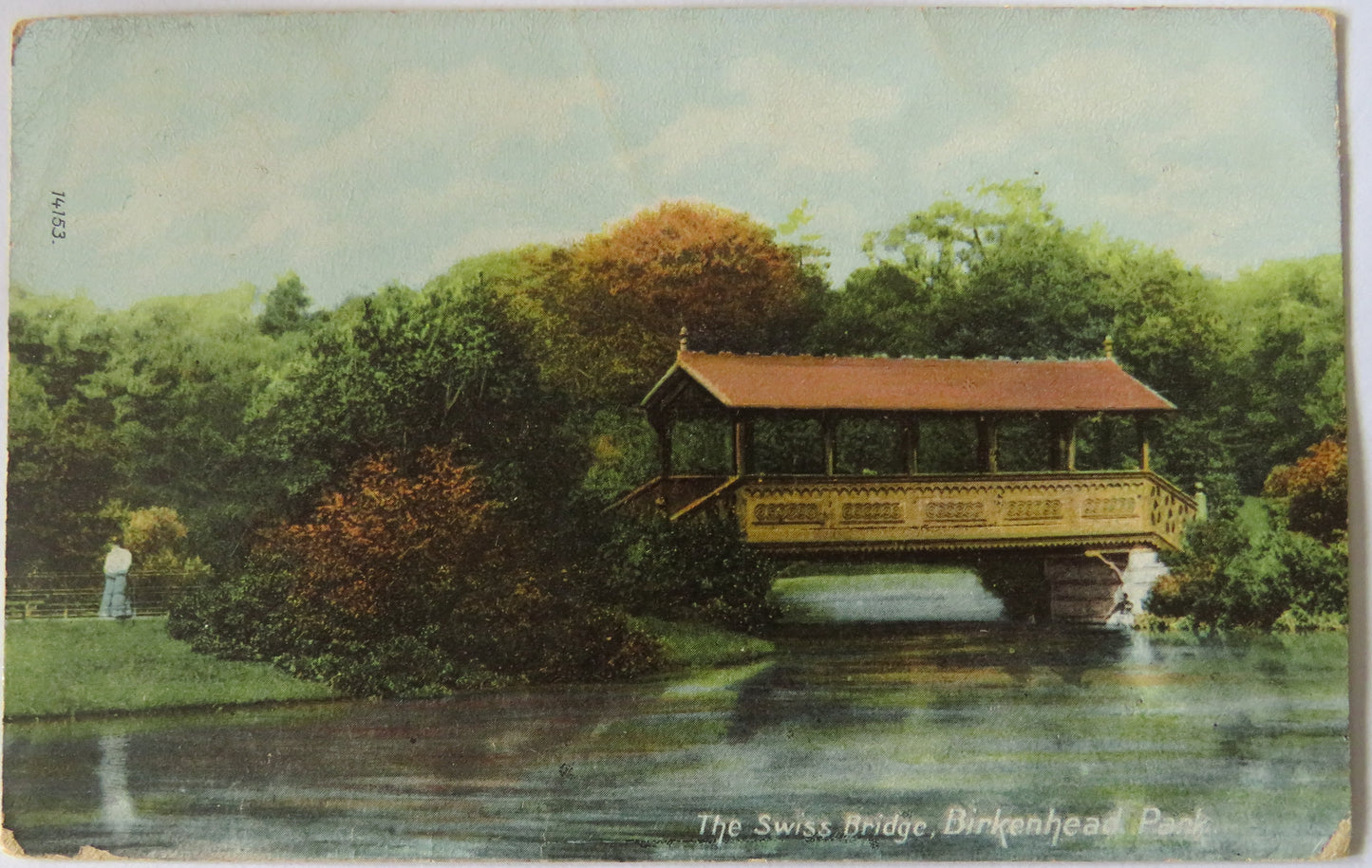 Vintage Postcard of The Swiss Bridge, Birkenhead Park, 1906