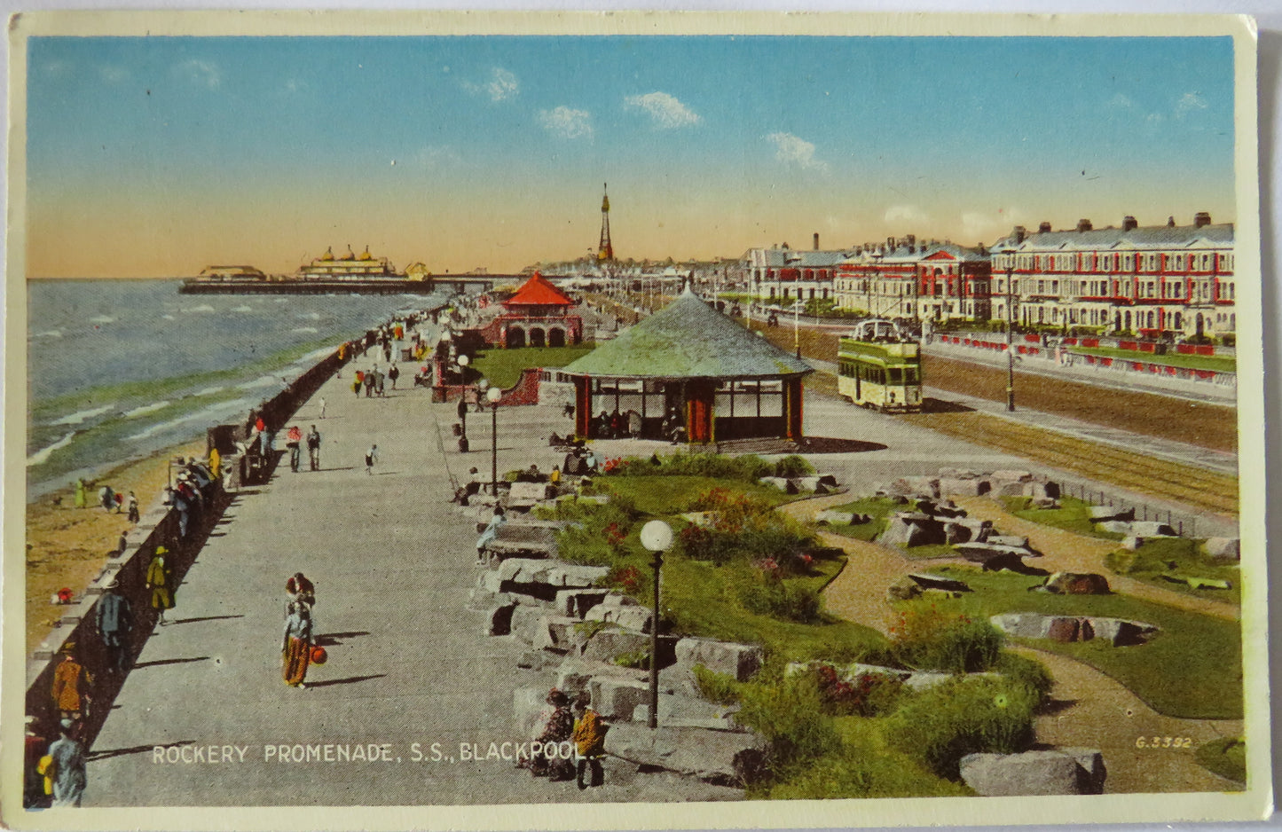 Vintage Postcard of the Rockery Promenade, S.S. Blackpool
