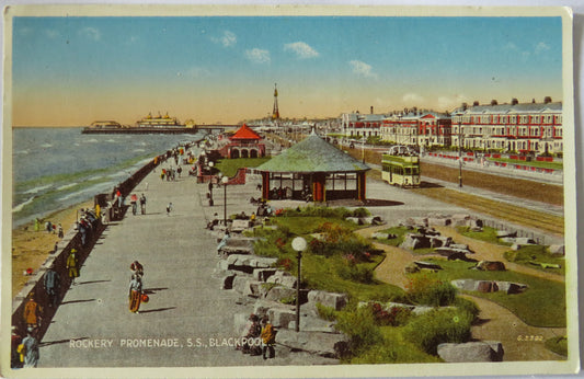 Vintage Postcard of the Rockery Promenade, S.S. Blackpool