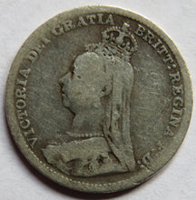 Load image into Gallery viewer, 1893 Queen Victoria Jubilee Head Silver Threepence Coin - Great Britain
