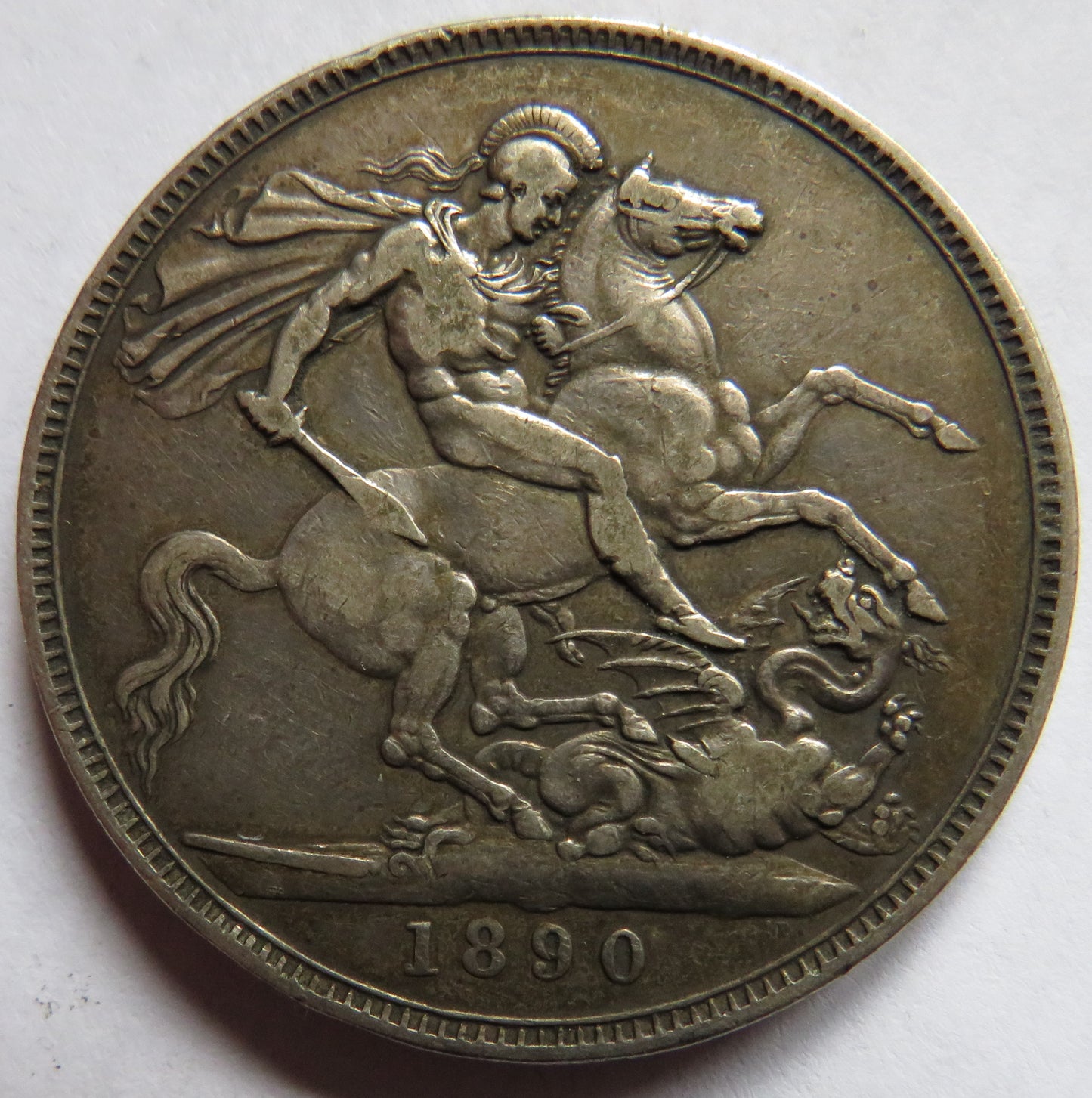 1890 Queen Victoria Jubilee Head Silver Crown Coin - Great Britain
