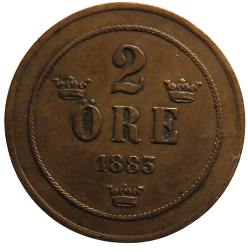 1883 Sweden 2 Ore Coin