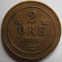 Load image into Gallery viewer, 1883 Sweden 2 Ore Coin
