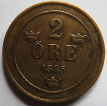 Load image into Gallery viewer, 1885 Sweden 2 Ore Coin
