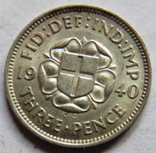 Load image into Gallery viewer, 1940 King George VI Silver Threepence Coin In High Grade
