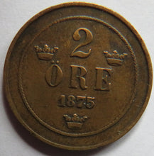 Load image into Gallery viewer, 1875 Sweden 2 Ore Coin
