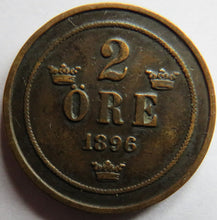 Load image into Gallery viewer, 1896 Sweden 2 Ore Coin
