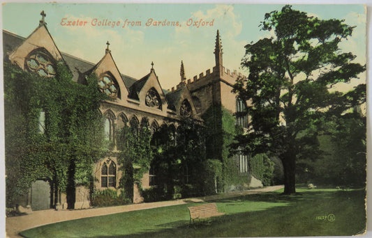 Vintage Postcard of Exeter College from Gardens, Oxford, 1910