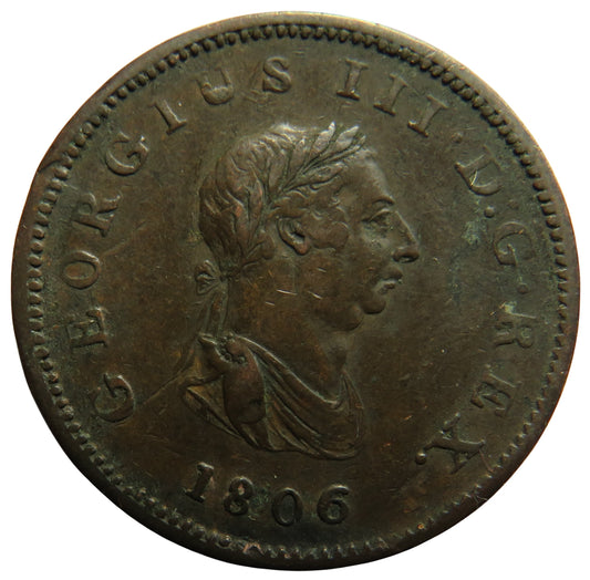 1806 King George III Halfpenny Coin - Great Britain