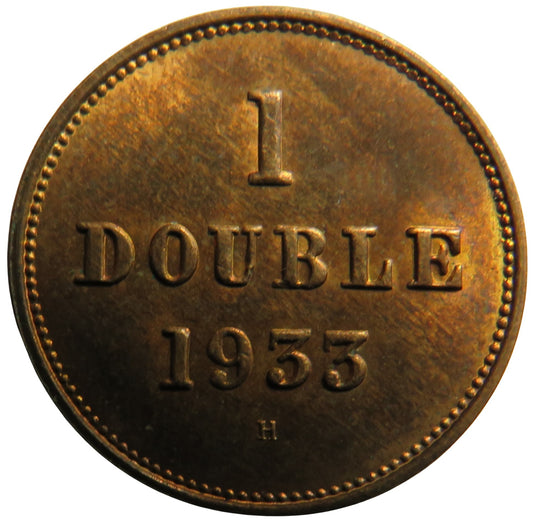 1933-H Guernsey One Double Coin In High Grade