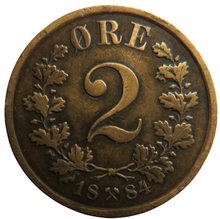 Load image into Gallery viewer, 1884 Norway 2 Ore Coin
