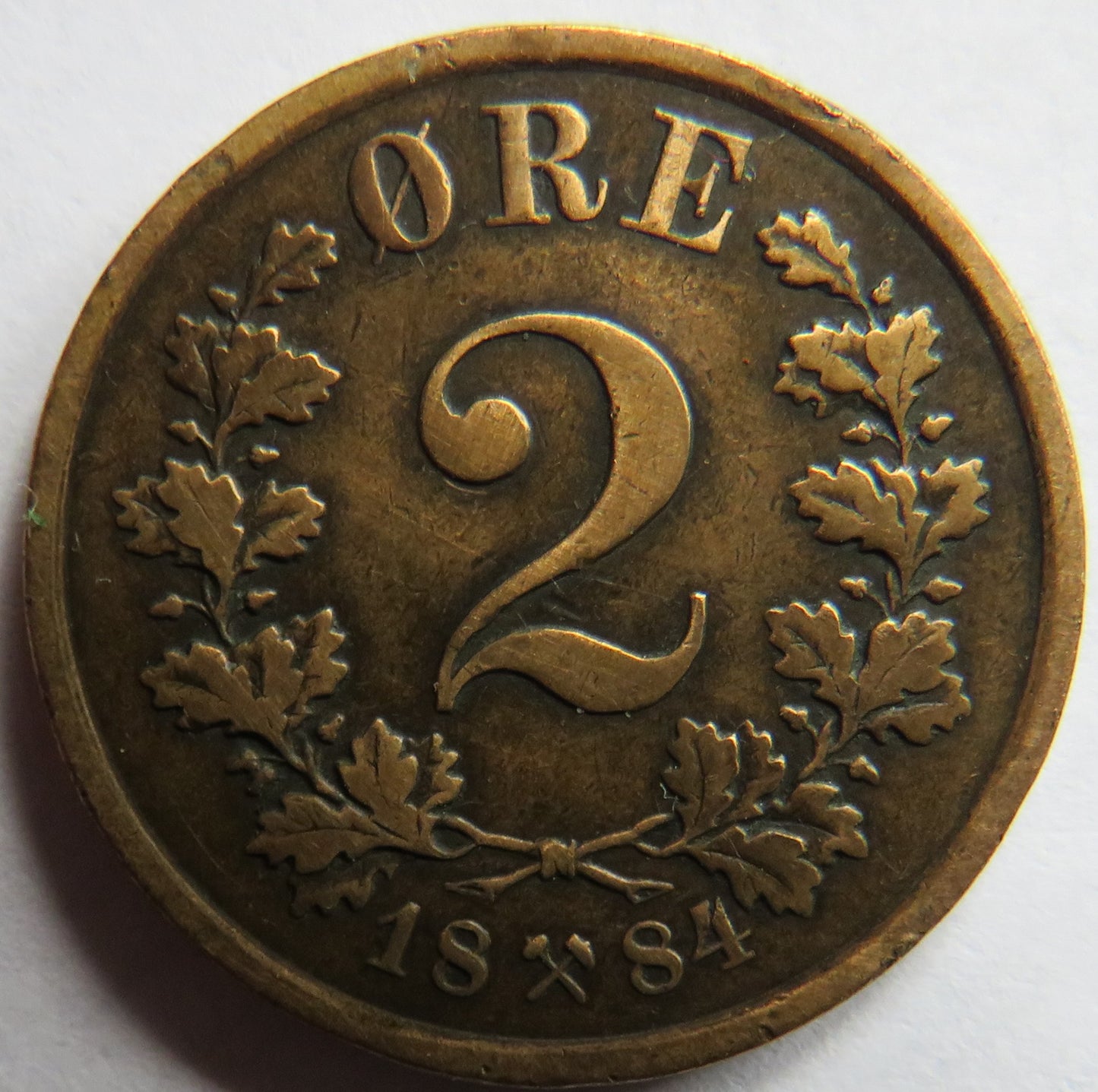 1884 Norway 2 Ore Coin