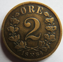 Load image into Gallery viewer, 1884 Norway 2 Ore Coin
