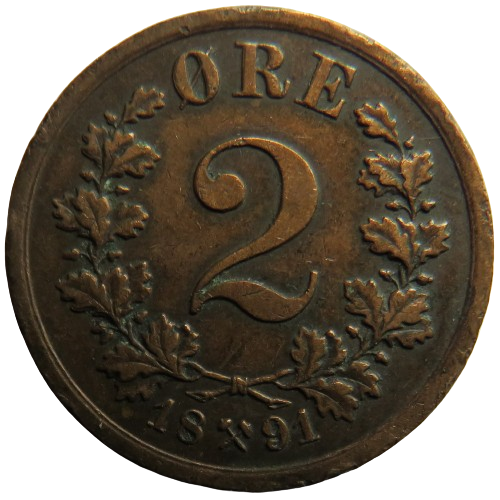 1891 Norway 2 Ore Coin