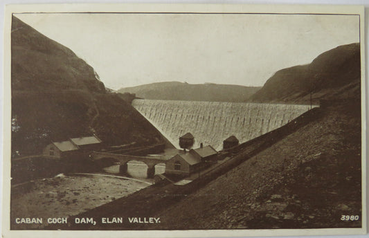 Vintage Postcard of Caban Coch Dam, Elan Valley
