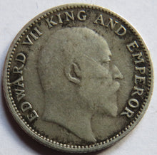 Load image into Gallery viewer, 1906 King Edward VII India Silver 1/4 Rupee Coin
