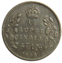 Load image into Gallery viewer, 1906 King Edward VII India Silver 1/4 Rupee Coin
