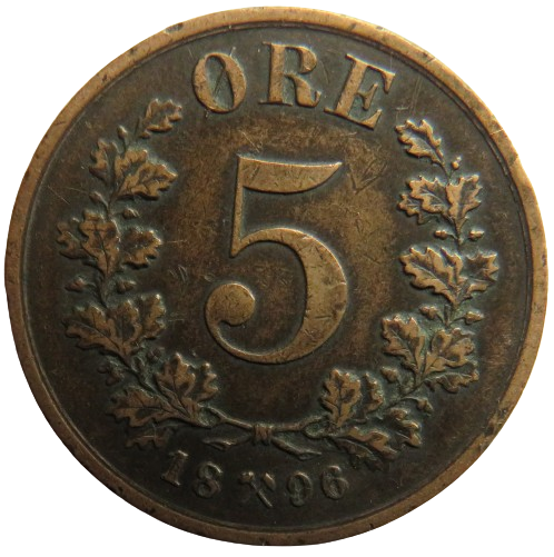 1896 Norway 5 Ore Coin