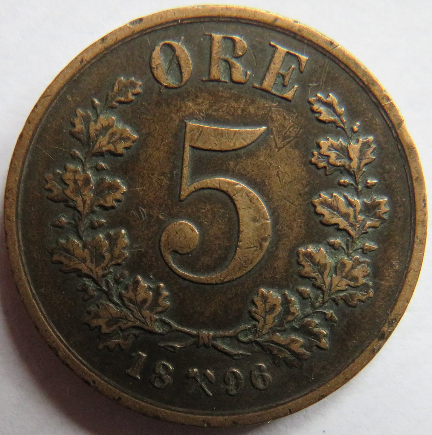1896 Norway 5 Ore Coin