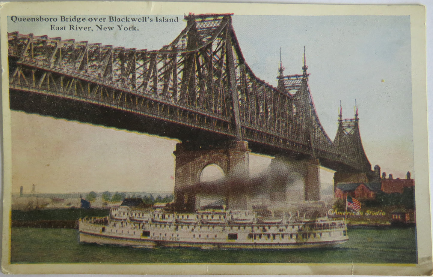 Vintage Postcard of Queensboro Bridge Over Blackwell's Island New York