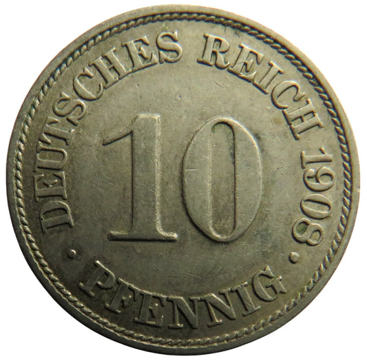 1908-A Germany 10 Pfennig Coin