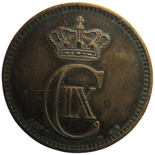 1891 Denmark 5 Ore Coin