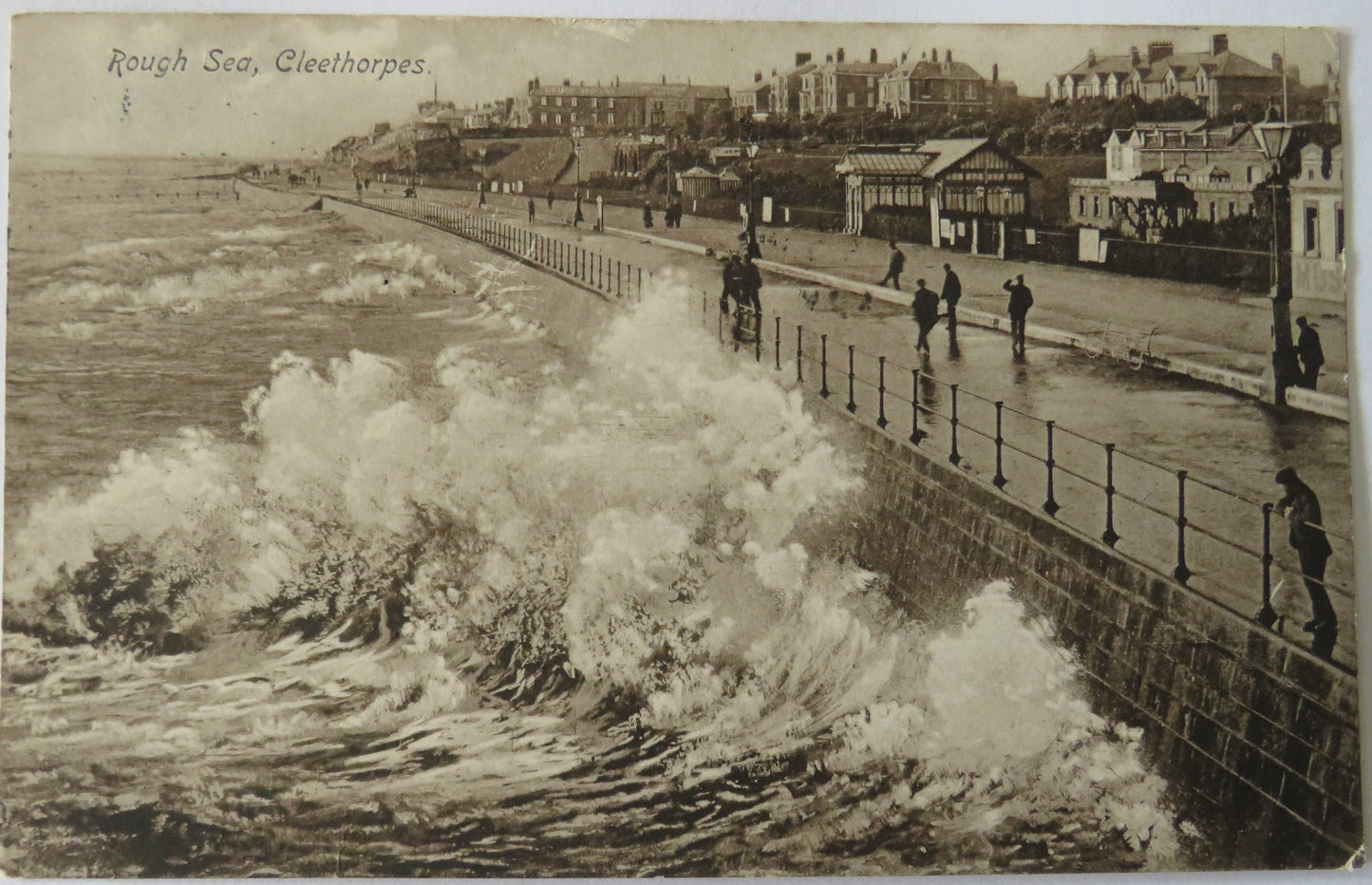Vintage Postcard of Rough Sea, Cleethorpes, 1913