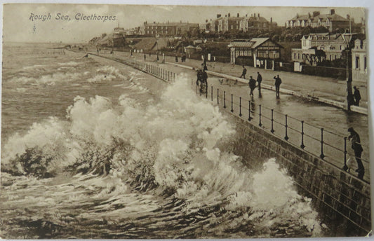 Vintage Postcard of Rough Sea, Cleethorpes, 1913