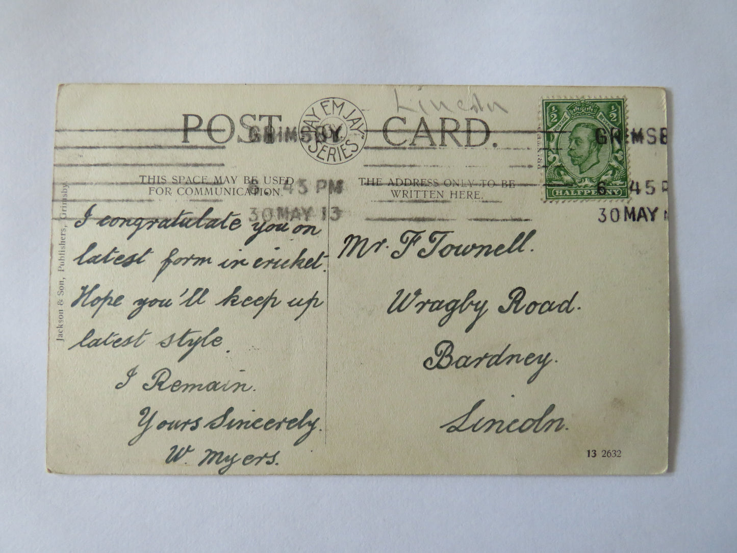 Vintage Postcard of Rough Sea, Cleethorpes, 1913