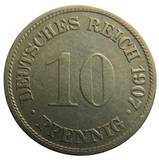 1907-G Germany 10 Pfennig Coin