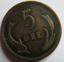 Load image into Gallery viewer, 1891 Denmark 5 Ore Coin
