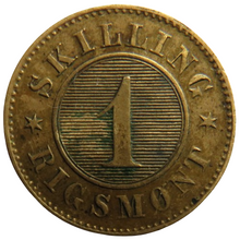 Load image into Gallery viewer, 1863 Denmark One Skilling Rigsmont Coin
